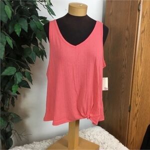 SO double V Neck knotted front tank top Woman’s Juniors size XL hawaiian…